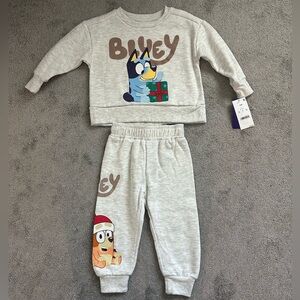 Bluey Christmas Matching Set Sweatshirt Sweatpants 12 month Baby Unisex Grey